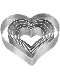 Heart Cookie Cutter Set 6 Piece 3 4 5" 3 1 5" 2 4 5" 2 3 5" 2 1 5" 1 4 5" Heart Shaped Cookie Cutters Stainless Steel Biscuit Pastry Cutters - BS6D7MN8Z