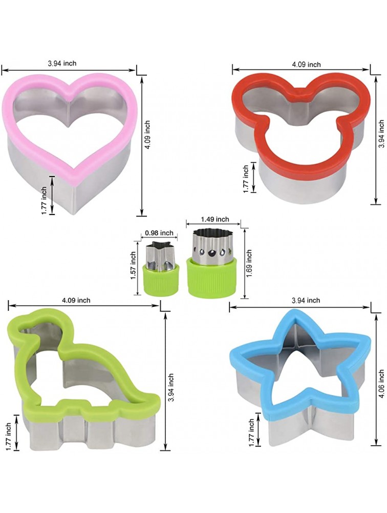 Hhyn Sandwich Cutters Set for Kids Mickey Mouse Dinosaur Star Heart Shapes and Mini Vegetable Fruit Cookie Cutters Food Mold for Holiday and Party - B39A811GW