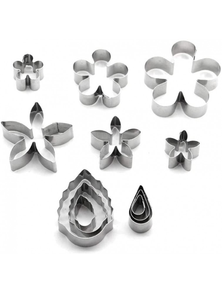KeyZone 12 Pcs Small Stainless Steel Flower & Leaf Cookie Cutter Set Fondant Biscuit Cutter Cake Molds DIY Tools - B0ELMGLCS