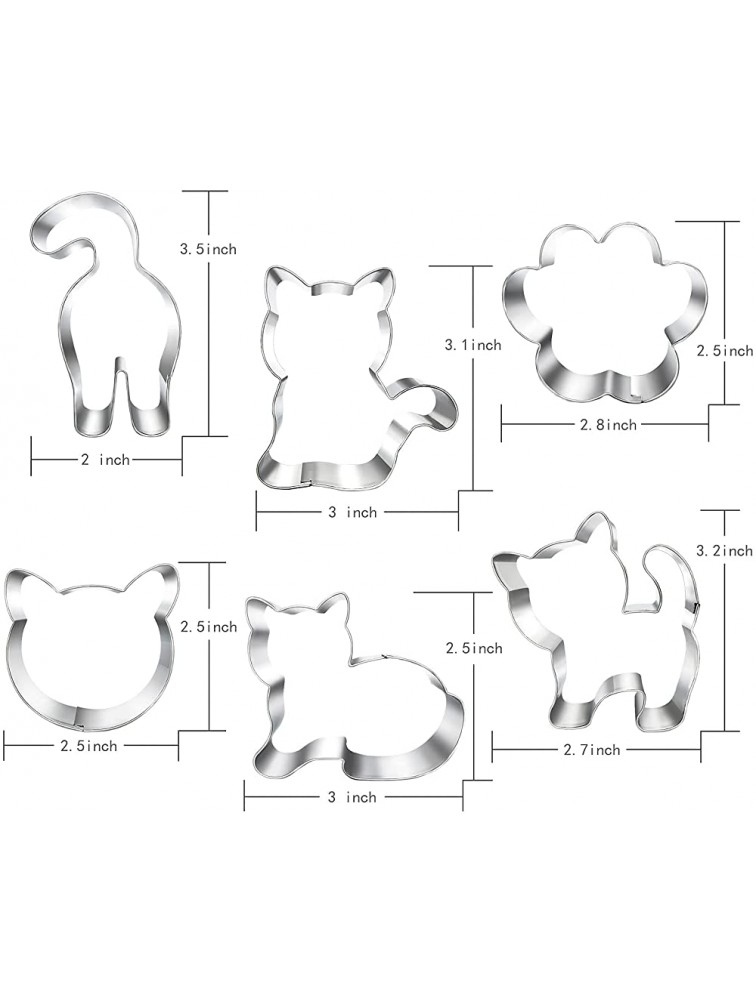 Kitty Cat Cookie Cutter Set-6 Piece-Kitty Cat Face Kitty Butt Kitty Cat Paw and 3 Cute Shapes Kitty Cat Body Cookie Cutters Molds for Kitty Cat Themed Party cat - BJ1FPSAYX
