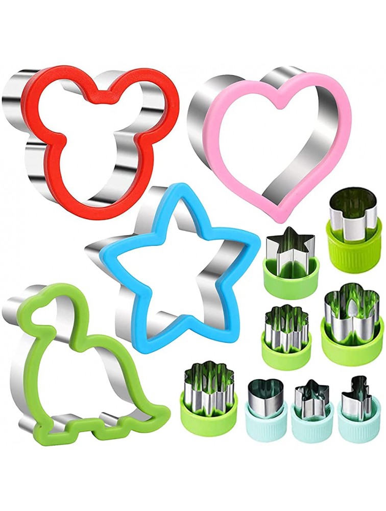 KNOOR Pack of 12 Sandwich Cutter Sealer and Decruster for Kids -4 Uncrustables Sandwich Maker 8 Vegetable and Fruit Cutter Durable Mini Cookie and Bread cutter Perfect for Lunchbox - BFQ44WTK9