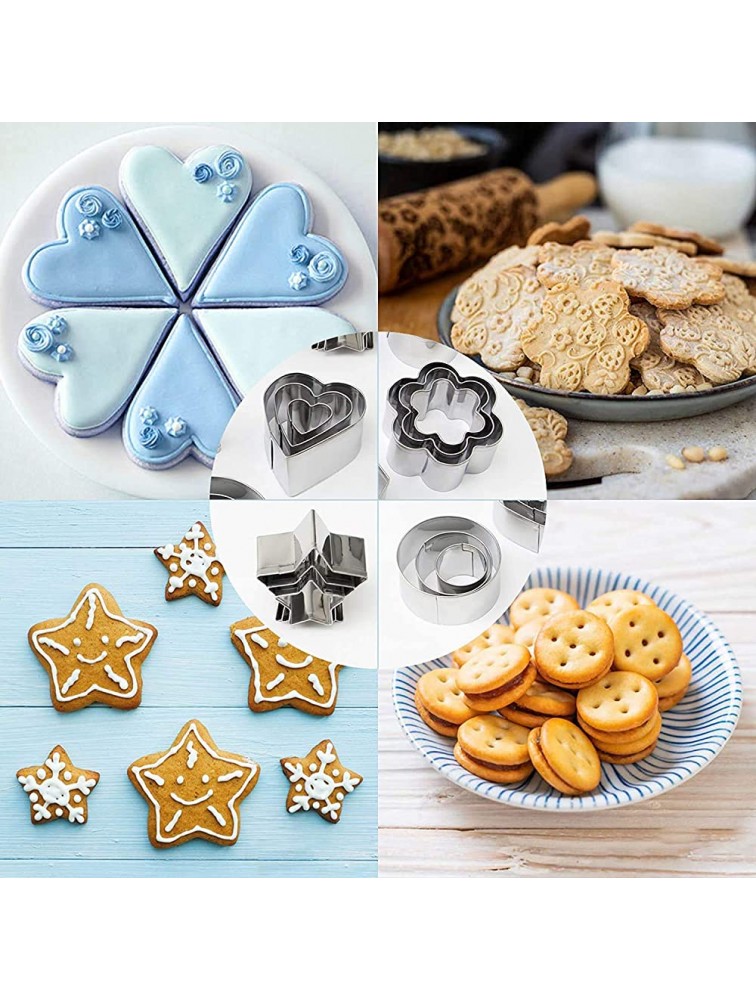 Mini Cookie Cutter Shapes Set 30 Small Molds to Cut Out Pastry Dough Pie Crust & Fruit Tiny Stainless Steel Metal Stamps Star Flower Round Heart Square Triangle Oval Raindrop Geometric Shapes - B2C5OFHFR