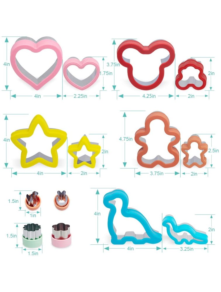 Sandwich Cutters Set 24 for Kids Holiday Heart Shaped Cookie Cutters Vegetable Fruit Cutter Shape for Boys & Girls with Micky Mouse Dinosaur Star Gingerbread Man Shapes-Food Grade Stainless Steel - BILGZJLB3