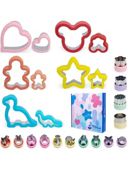 Sandwich Cutters Set 24 for Kids Holiday Heart Shaped Cookie Cutters Vegetable Fruit Cutter Shape for Boys & Girls with Micky Mouse Dinosaur Star Gingerbread Man Shapes-Food Grade Stainless Steel - BILGZJLB3
