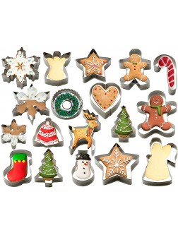 StarPack Home Christmas Cookie Cutters Set 18 Piece Favorite Holiday Shapes including Gingerbread Man Star and Snowflake Cutter Shapes - BQZX740YE