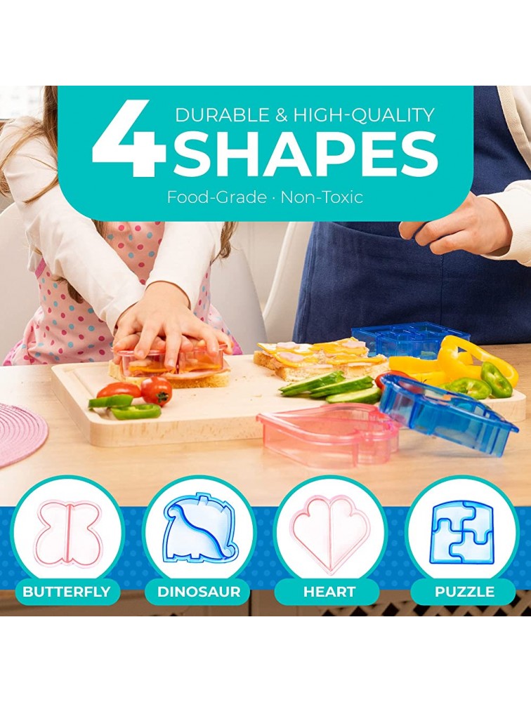 StarPack Kids Sandwich Cutter Set of 4 Sandwich and Bread Crust Cutters in 4 Cute Shapes for Bento Lunch Box - BYVL785Z3