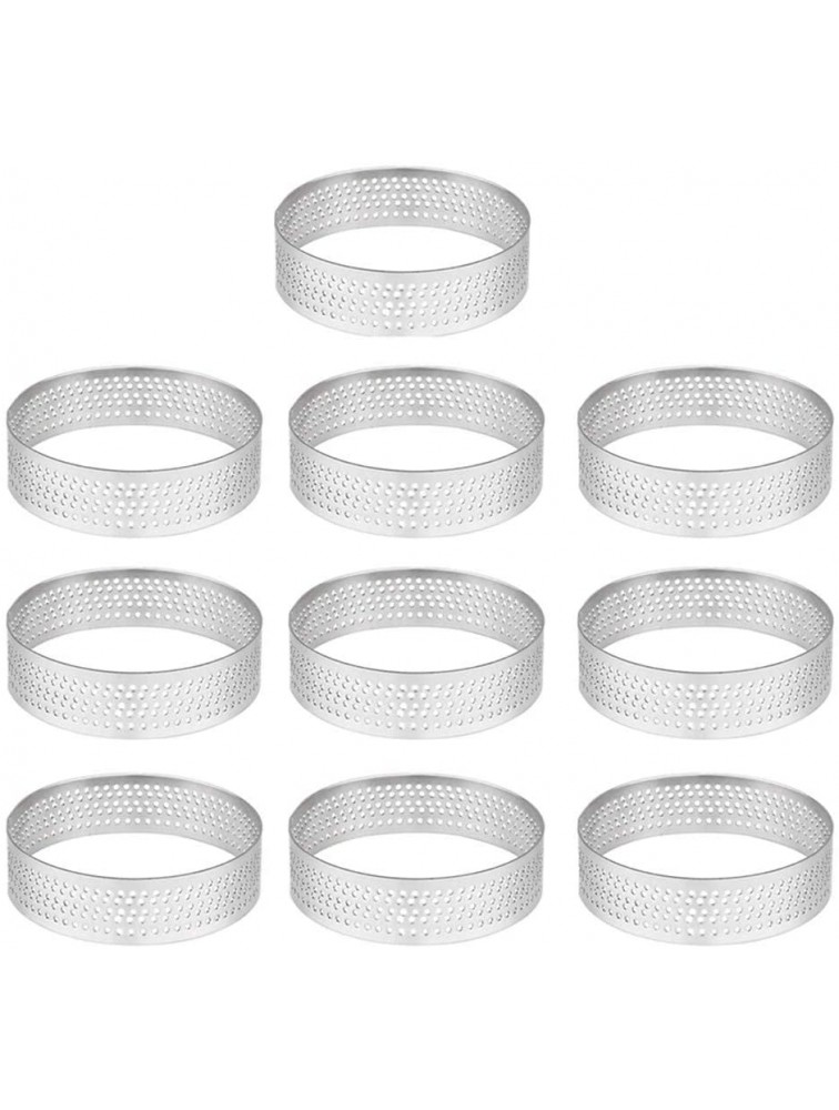 10 Pack Stainless Steel Tart Ring Heat-Resistant Perforated Cake Mousse Ring Round Ring Baking doughnut tools 6cm - B7NZIB0ZF