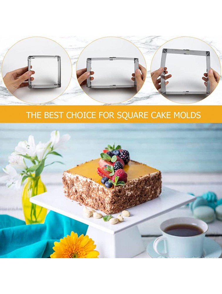 2 Pcs Adjustable Square Mousse Mold,Retractable Stainless Steel Mousse Cake Ring Dessert DIY Baking Mold Tool for Cake Shop Home - BO2G4SQKH