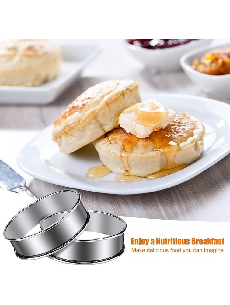6 Pieces English Muffin Rings Double Rolled Crumpet Tart Ring Stainless Steel Muffin Tart Rings Metal Round Ring Molds for Home Food Making Tool 3.15 Inch - BR9PRCDGM