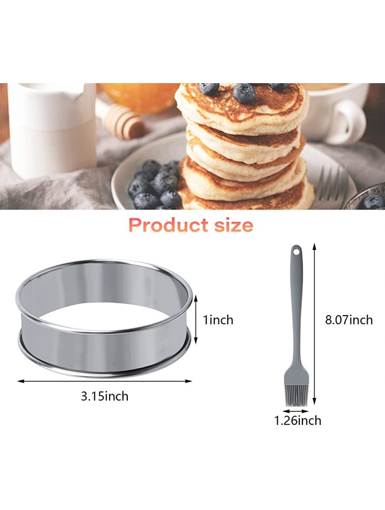 6 Pieces English Muffins Rings 3.15 Inch Stainless Steel Crumpet Muffin Tart Rings Molds Double Rolled Crumpet Muffin Baking Cooking Rings Nonstick Metal Round Ring Molds - BJIXPW32P