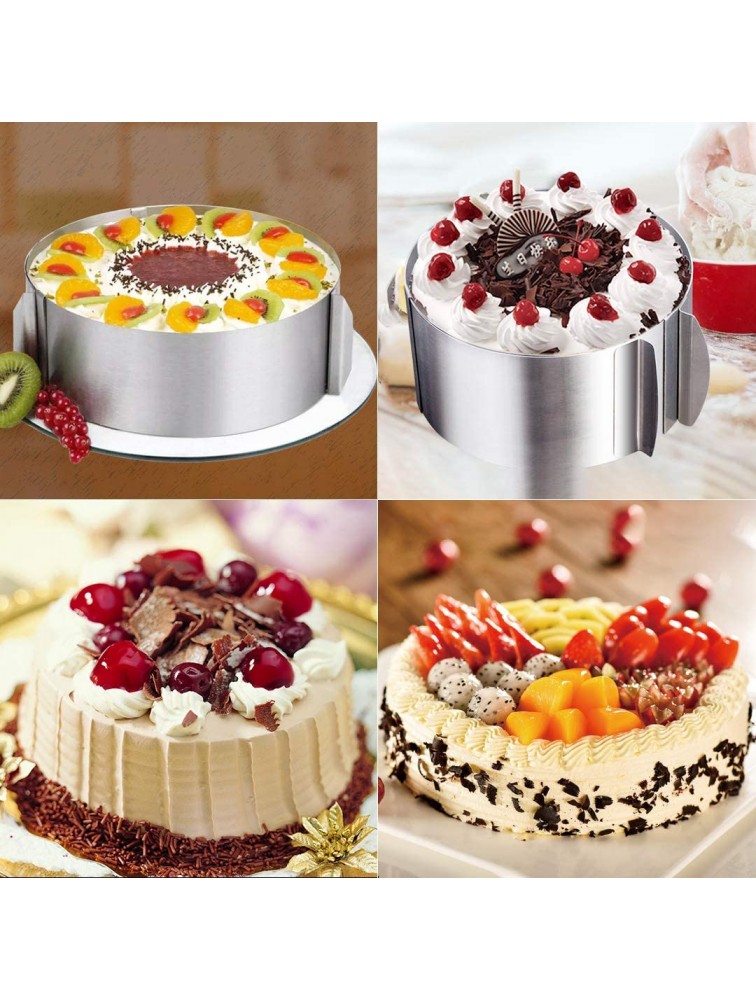 Adjustable Cake Mold Ring 2-piece Set 6-12 Inch Cake Mousse Ring Stainless Steel Round+Square - BGE6G2TU6