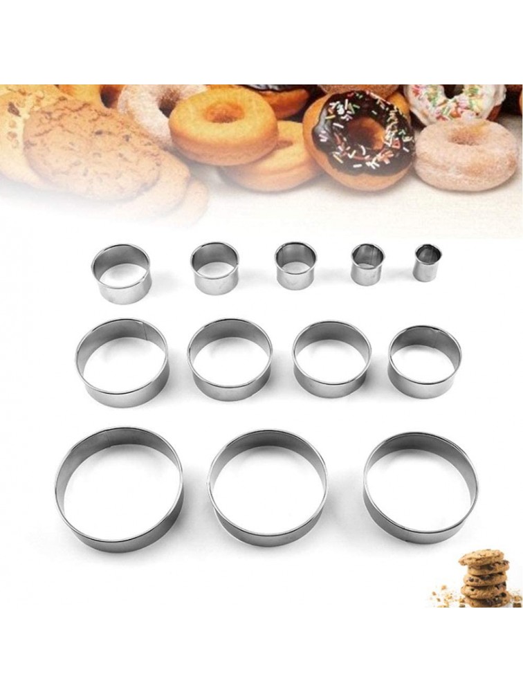 Buwico 12 Pcs Stainless Steel Non Stick Round Baking Ring Molds Set Mousse Ring with Storage Box,12 Set Different Size Round Cookie Biscuit Cutter Baking Metal Ring Molds Silver - BKN9KJF7S