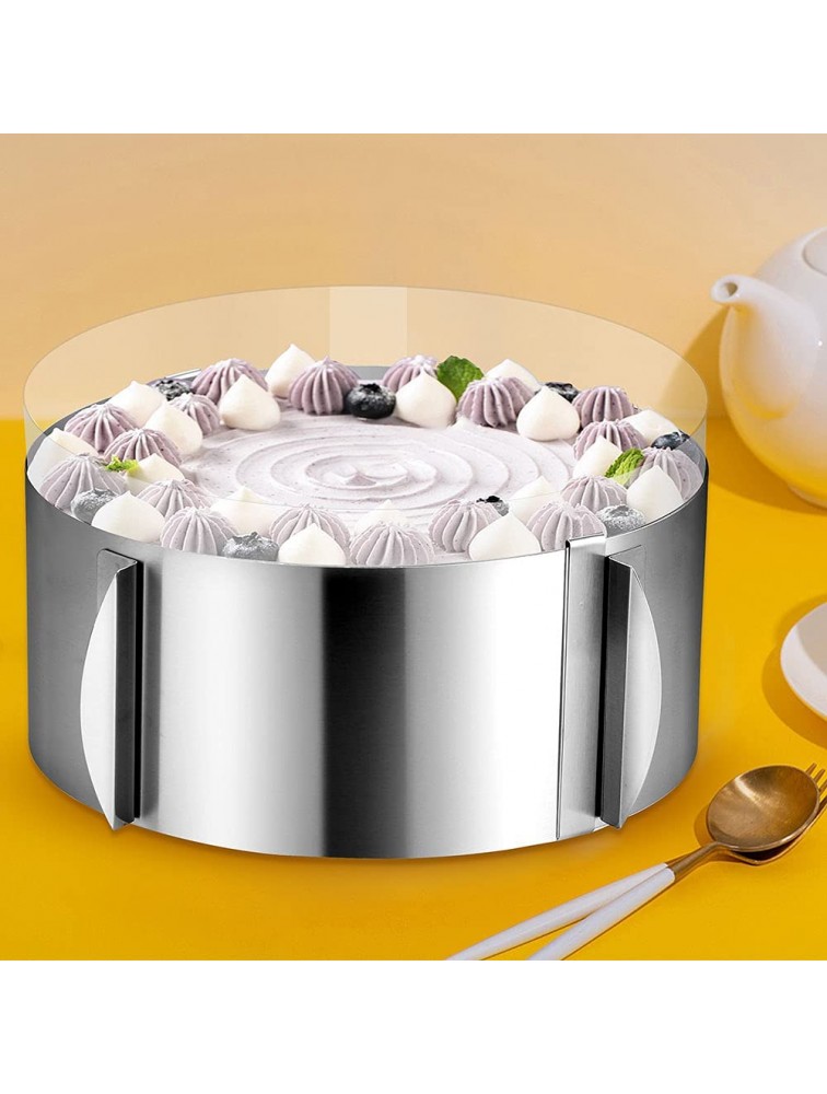 Cake Mold Mousse Rings and Cake Collar Set Adjustable 6-12 Inches Stainless Steel Baking Ring Round Cake Molds with 5.5 x 394 Inch Cake Collars Clear Acetate Sheet Rolls for Baking Pastry Cake Decor - B7OTMNXCY