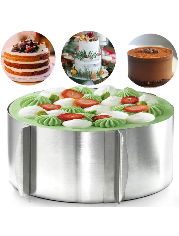 Cake Mold Mousse Rings and Cake Collar Set Adjustable 6-12 Inches Stainless Steel Baking Ring Round Cake Molds with 5.5 x 394 Inch Cake Collars Clear Acetate Sheet Rolls for Baking Pastry Cake Decor - B7OTMNXCY