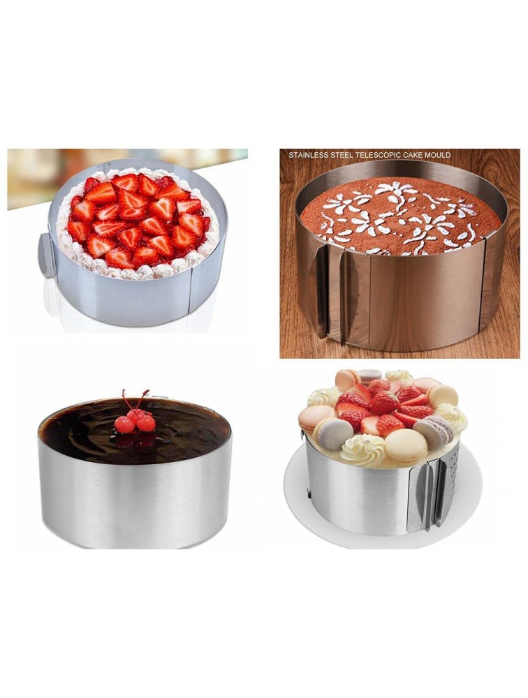 Cake Ring Mold Stainless Steel 6inch Cake Mold Slicer Ring for Baking Adjustable 6-12 inch Round Baking Tool Can Be Circle Cookie Cutters Funnel Cake Kit Mini Mousse Tiramisu Mold Cake Pan - BRXL46BY4
