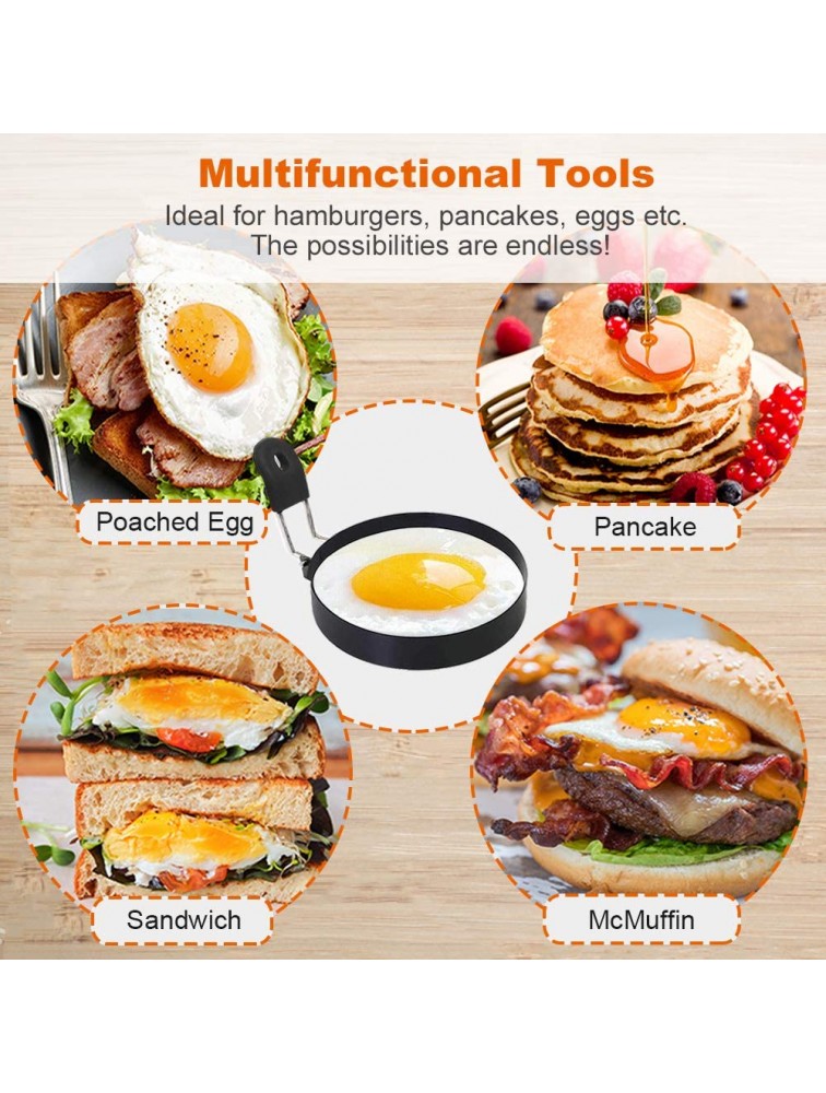 COTEY Large 3.5 Nonstick Egg Rings Set of 2 Round Crumpet Ring Mold Shaper for English Muffins Pancake Cooking Griddle Portable Grill Accessories for Camping Indoor Breakfast Sandwich Burger - BD0Z59MDC