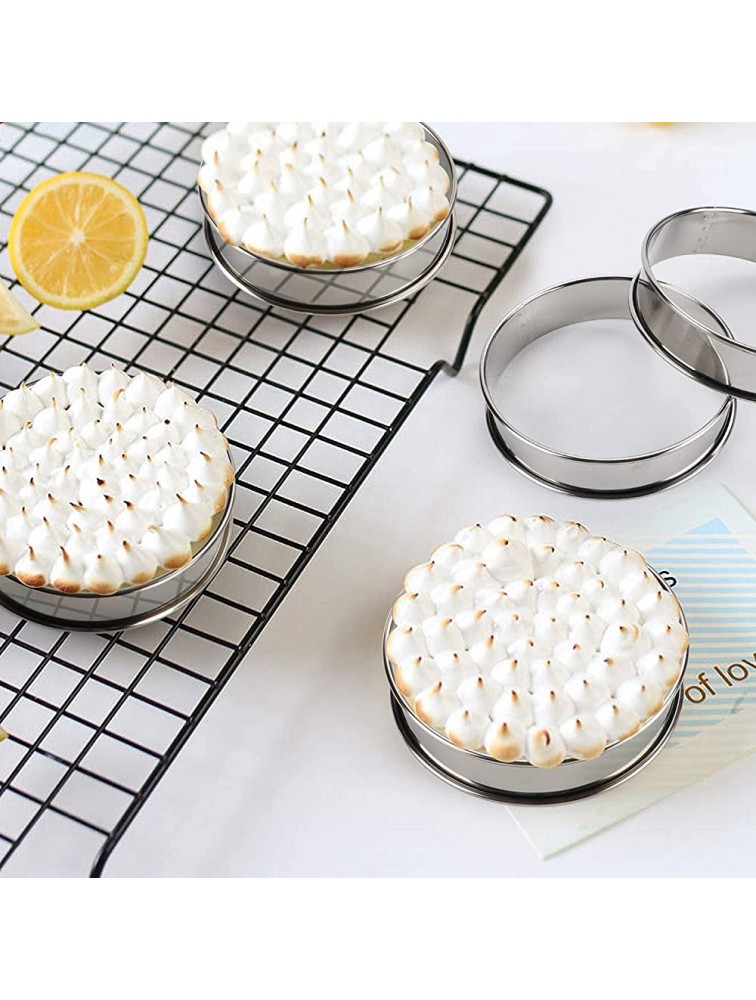 FANGSUN 4 Inch English Muffin Rings Stainless Steel Crumpet Rings Tart Rings for Baking Double Rolled Nonstick Round Cake Ring Metal Pastry Ring Mold for Dessert Food Making Tool - BH6O3P39U