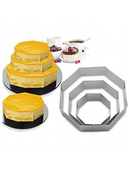 Funwhale 3 Tier Octagon Multilayer Anniversary Birthday Cake Baking Pans,Stainless Steel 3 Sizes Rings Octagon Molding Mousse Cake RingsOctagon-Shapes,Set of 3 - BP0WHVNTJ