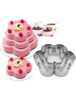 Funwhale 3 Tier Petal Multilayer Anniversary Birthday Cake Baking Pans,Stainless Steel 3 Sizes Rings Petal Molding Mousse Cake RingsFlower-Shapes,Set of 3 - BXYG4XDY8