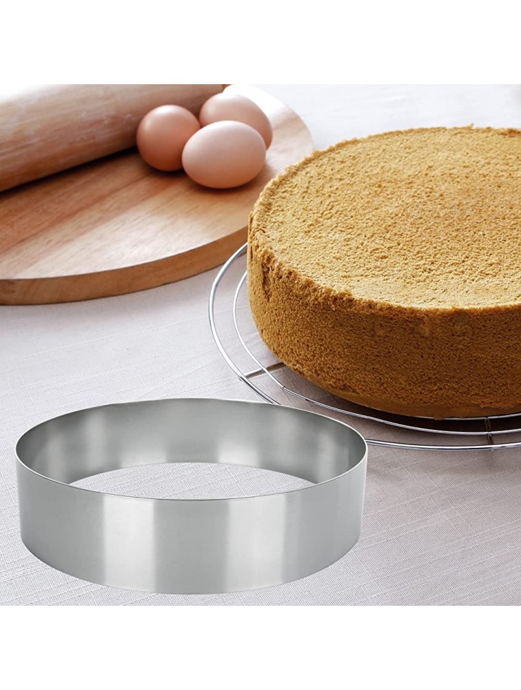 GLEEJON 4PCS 8 Inch Cake Mold Rings Stainless Steel Round Cake Pastry Ring Mousse Cake Mould 2 Inch High Cake Baking Rings - BDK0ZELAI