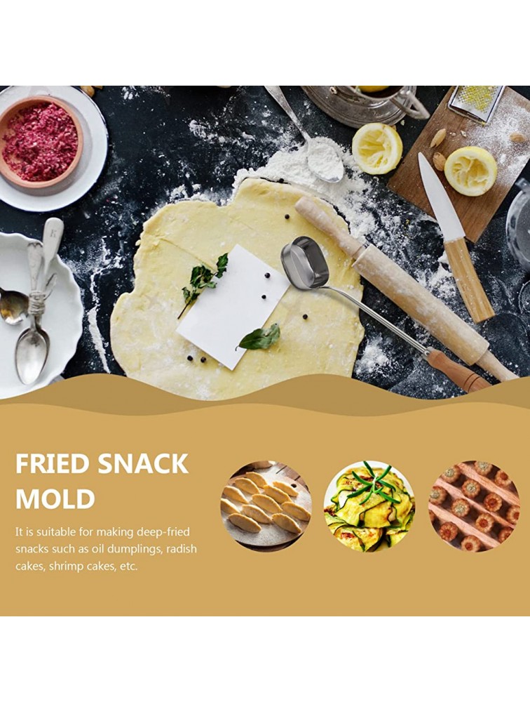 Hemoton Fried Shrimflatcake Cooking Mould with Wooden Handle Stainless Steel Swedish Mold for Rosette Bunuelos Cake Pie Fried Snack Oval - BKGX2NLBT