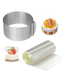 HMIN Adjustable Cake Mold Mousse Ring and Cake Collar Heavy Duty 6-12 Inch Round Cake Ring Mold Mouse Cake Mold Cake Ring and Acetate Roll - BSWVRX25U