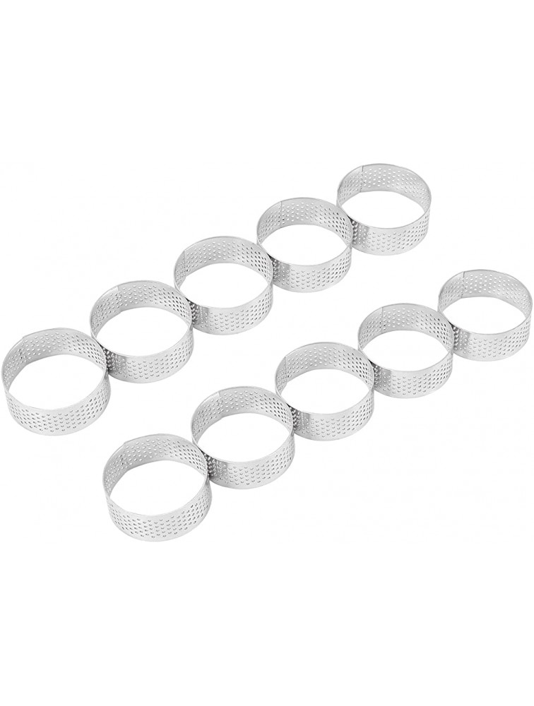 Lesueur 10 Pack 5Cm Steel Tart Heat-Resistant Perforated Cake Mousse Round Baking Doughnut Tools - B9P5IL2V4