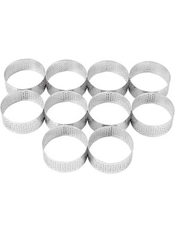 Lesueur 10 Pack 5Cm Steel Tart Heat-Resistant Perforated Cake Mousse Round Baking Doughnut Tools - B9P5IL2V4