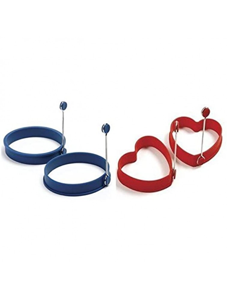 Norpro Silicone Egg Pancake Ring and Hearts Red Blue 1 pair each - BQ31N0OL1