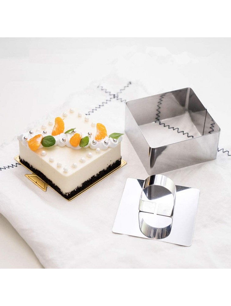 OnePine Stainless Steel Cooking Rings Dessert Rings Mini Cake and Mousse Ring Mould Set with PusherSquare 6pcs - BPQG3GUCD