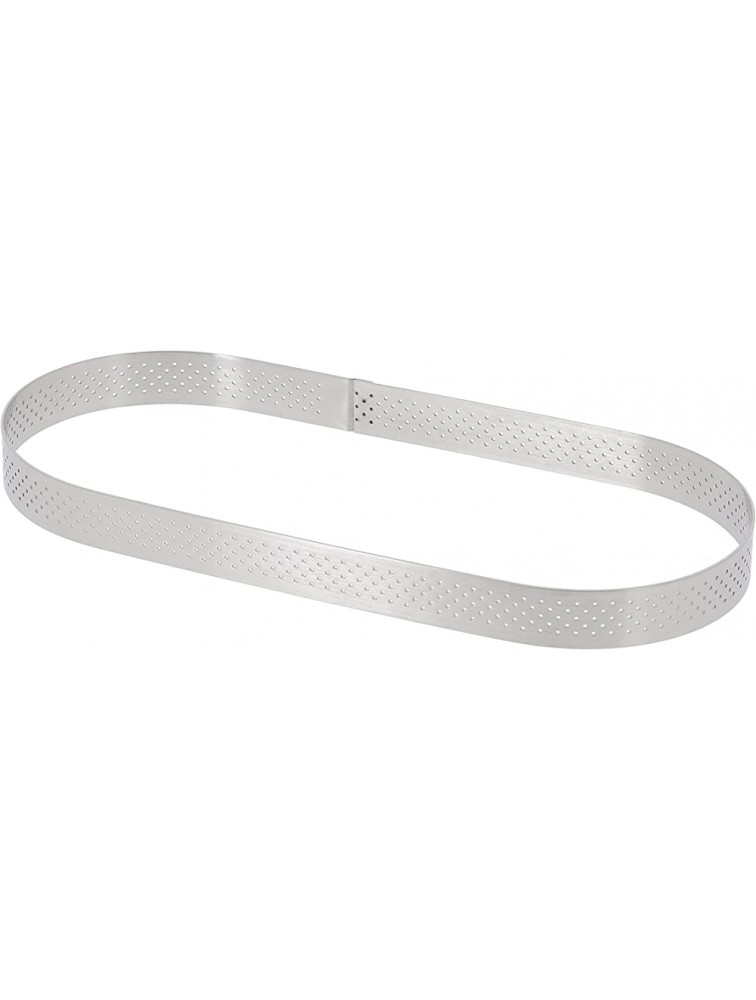 PERFORATED TART RING Oval in Stainless Steel 0.75-Inch high 12" x 4.25" - BH2IVBMIA