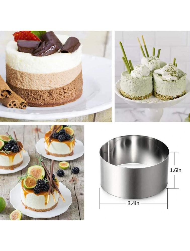 Round Cake Rings Cake Molds Set of 8 Stainless Steel Mousse and Pastry Mini Baking Ring Mold Food Rings Dessert Rings Set Including 8 Rings & 8 Food Presses,3.15x1.57 - B2MSH5VY1