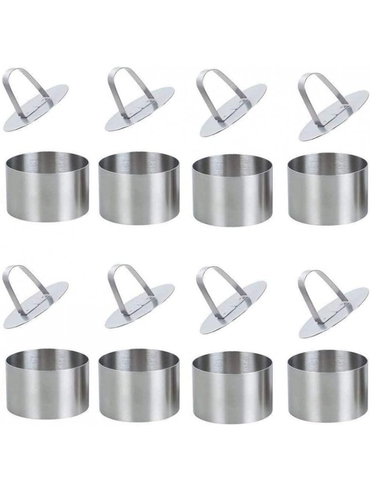 Round Cake Rings Cake Molds Set of 8 Stainless Steel Mousse and Pastry Mini Baking Ring Mold Food Rings Dessert Rings Set Including 8 Rings & 8 Food Presses,3.15"x1.57" - B2MSH5VY1