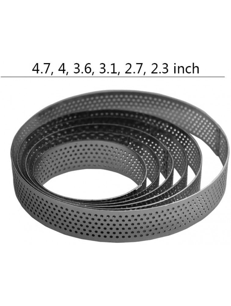 Round Perforated Tart Rings 6 Piece From 2.3” to 4.7” Stainless Steel - BWX7IF4RG