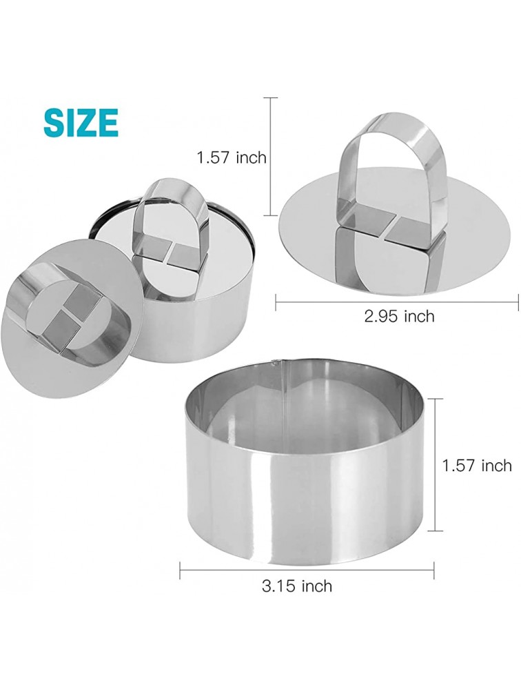 Set of 4 Round Stainless Steel Small Cake Rings for Baking Mousse Mini Cake Molds and Pastry Rings Food Ring Mould Dessert Ring Molds for Cooking Pastry Cake Set of 4 with 4 Pusher - BXRR3Y9GT