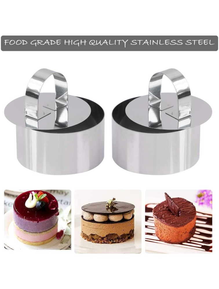 Set of 8 Round Cake Ring Cake Molds Stainless Steel Mousse and Pastry Mini Baking Ring Mold Food Rings Cake Rings Dessert Rings Set Including 8 Rings & 8 Food Presses 3.15 x1.6 - BFS6CUSPM
