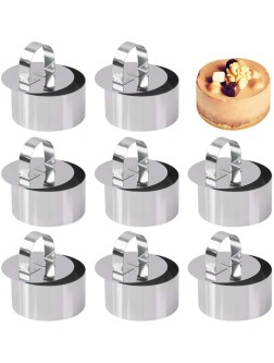 Set of 8 Round Cake Ring Cake Molds Stainless Steel Mousse and Pastry Mini Baking Ring Mold Food Rings Cake Rings Dessert Rings Set Including 8 Rings & 8 Food Presses 3.15" x1.6" - BFS6CUSPM