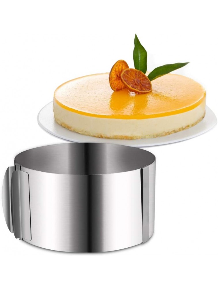 Stainless Steel Cake Mold Set 1 Piece of Adjustable Cake Ring 2 Pieces of Mini Dessert Mousse Mold with Pushers 1 Roll 4 x 394 inch Acetate Sheets for Baking - BKES2AGK6