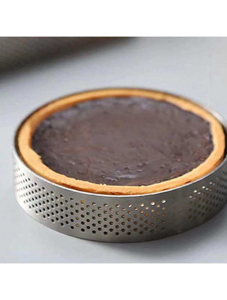 Tart Ring Perforated Mousse Tart Rings for Baking Home Food Making Tool Stainless Steel Nonstick Round Cake Ring Metal Round Ring Molds for French Dessert Pastry Circle Tartlet 6 cm - B24RVSLCI
