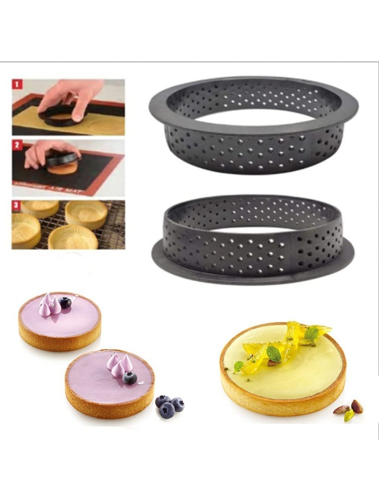 Tart Ring Perforated Tart Rings for Baking Nonstick Round Cake Ring Pastry Mold for French Dessert Small Fruit Tarte Crust Circle Tartlet - B0IQX0J0L