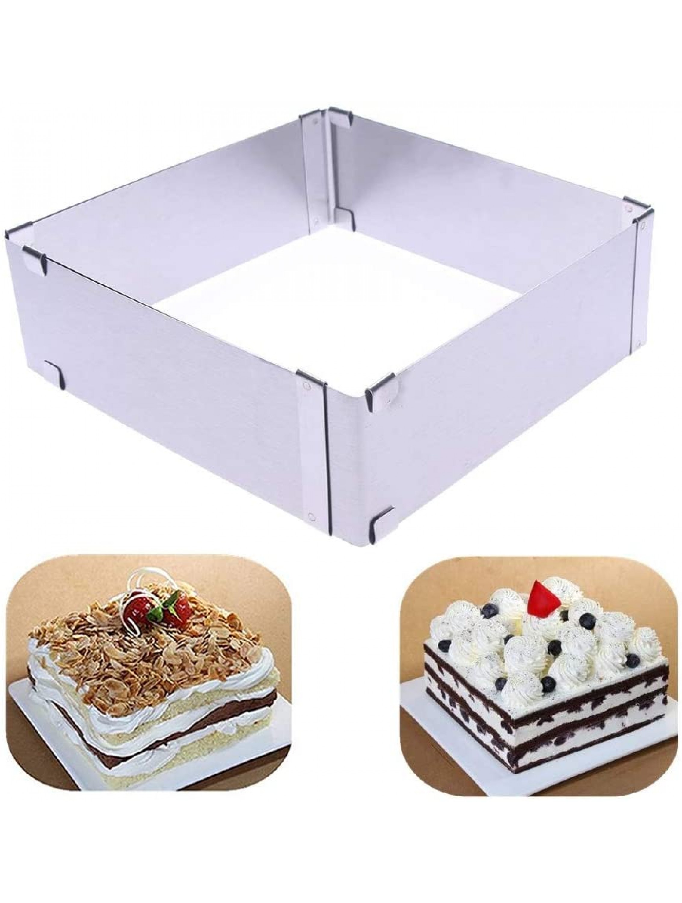 TXIN Stainless Steel Cake Ring Square Cake Mousse Mold Ring Cutter Adjustable from 6 inch to 11 inch - B1FXQGYXN