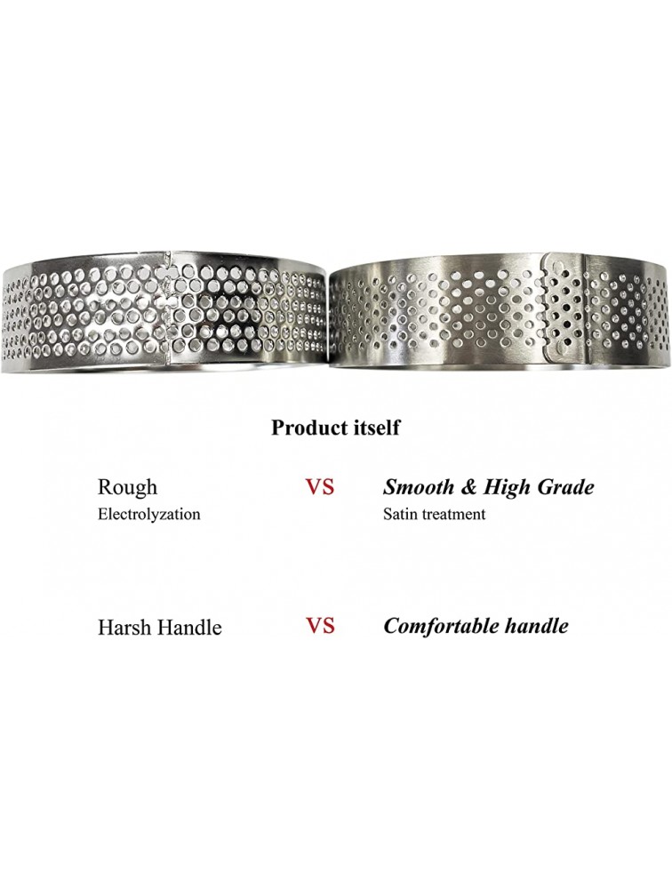 Uyauld Stainless Steel Tart Ring 9CM Heat-Resistant Perforated Cake Mousse Ring French Pastry Baking Mold Round Shape 6 Round 3.5 inch - BJR5NQX43