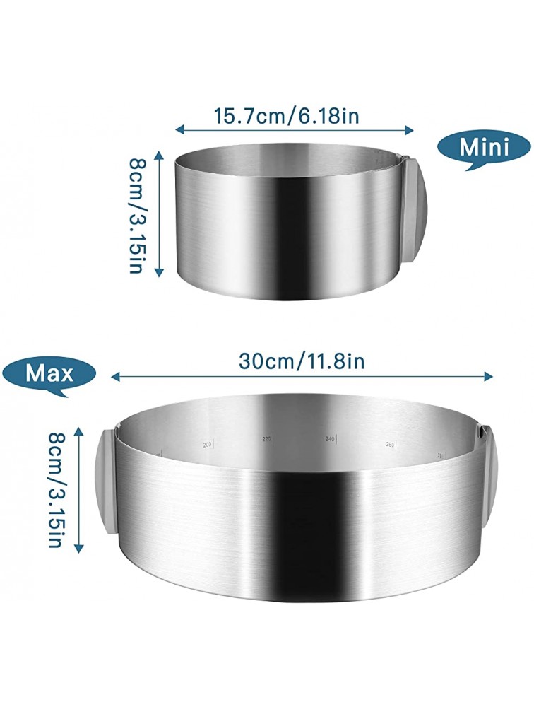 Worldity 6 Pack Stainless Steel Cake Mold Ring 1Pcs 6 to12 Inch Adjustable Cake Mousse Ring 5Pcs 3.15 x 1.57 Inch Diverse Mousse Ring Molds for Baking Cake Dessert - B97X9UXRB