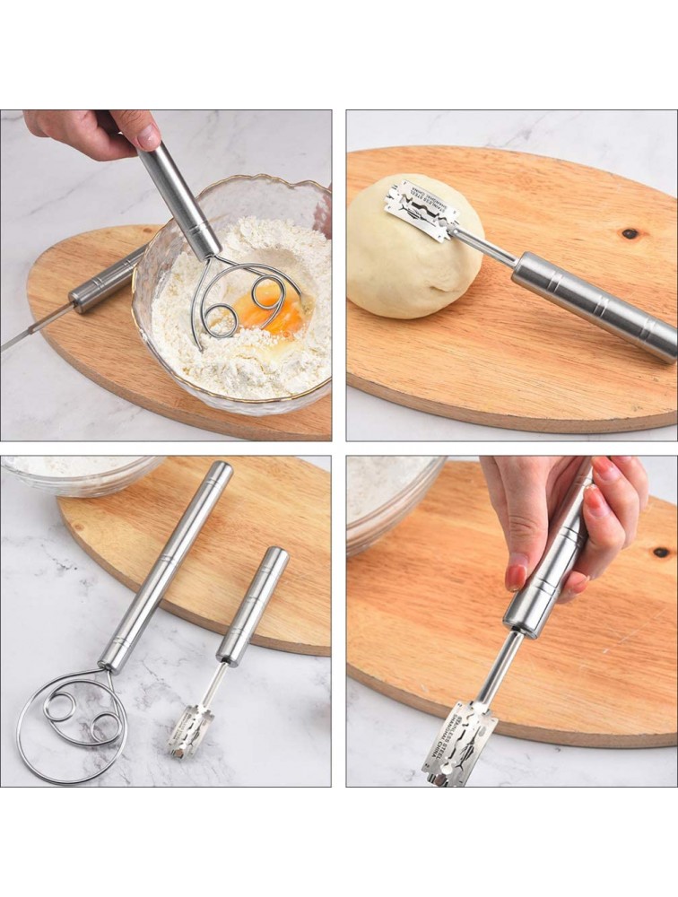 Hemoton Danish Dough Whisk Stainless Steel Bread Dough Hand Mixer Bread Lame Dough Scoring Tool Bread Slashing Tool for Kitchen - BTESY0F88