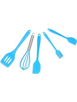 Slotted Spatula 5Pcs Set Easy To Stir Fry Egg Beater Food‑grade Materials for Kitchen Shovel Spoons for Silicone Kitchen Utensils for DIY Baking ToolsBlue 5-piece set - B8OCP9K2M