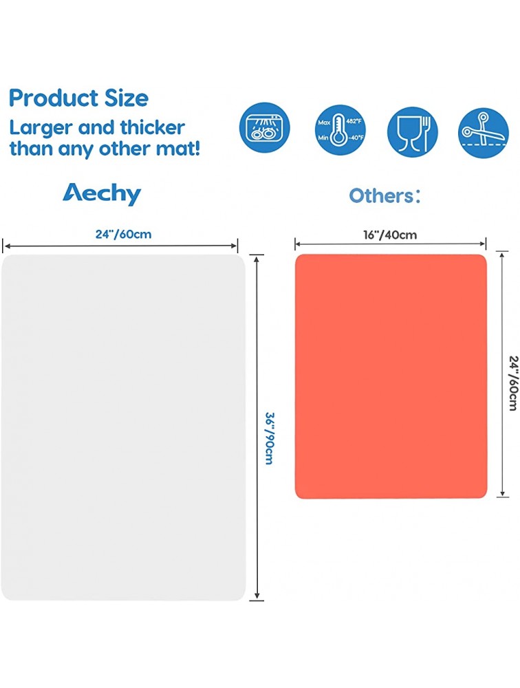 AECHY Extra Large Silicone Mat 36”x24”x0.08” Multipurpose Silicone Mat Thick Heat Resistant Mat Waterproof Silicone Mats for Kitchen Counter Protector Nonslip Largest Silicone Craft Mat Translucent - BXF4VV1GH