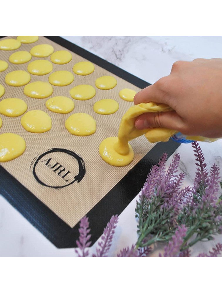 AJRL Silicone Baking Mats Set of 2 for Cookie Sheets Macaroons Pastry Bread and Oven Cooking Flexible Heat Resistant Liner and Non-Stick Bakeware Reusable Black - BNOY73NUE