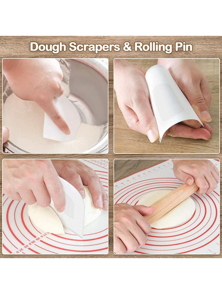 Baking Mat for Rolling Out Dough DIGIROOT Thickening Food Grade Silicone Pastry Mat with Wooden Rolling Pin & Dough Scrapers Measurement Fondant Mat Dough Rolling Mat Pie Mat16x24x0.6mmTHK - B0Z84ZYBL
