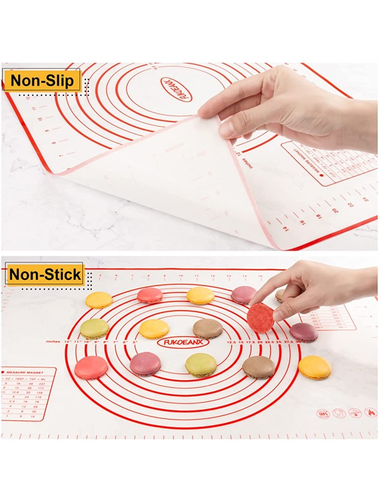 FUKOEANX Silicone Baking Mat Extra Thickness Pastry Mat Dough Rolling Mat Kneading Board Non-Slip with Measurement 16 x 24 Inches - BF21M5P4H