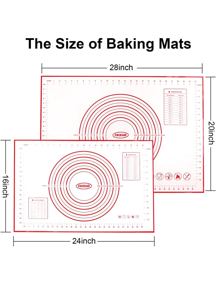 FUKOEANX Silicone Baking Mat Extra Thickness Pastry Mat Dough Rolling Mat Kneading Board Non-Slip with Measurement 16 x 24 Inches - BF21M5P4H
